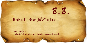 Baksi Benjámin névjegykártya